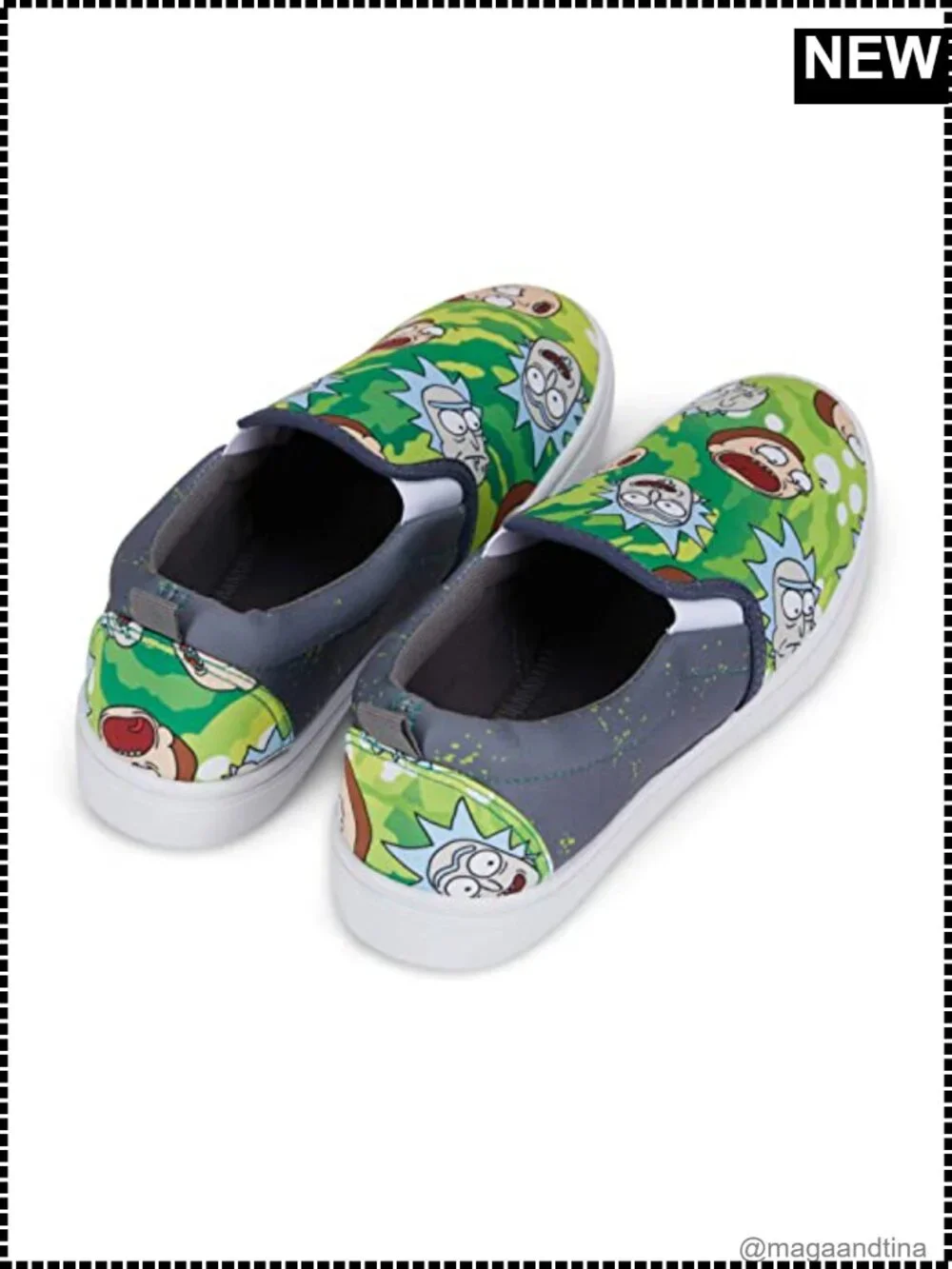 Men's Slip On Sneakers Canvas Skate Shoes Rick & Morty Officially Licensed